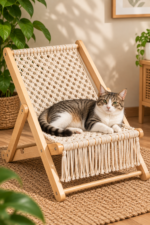 Wooden Macrame Cat Lounge Chair - Image 2