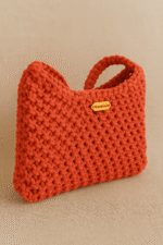 Coral Chunky Weave Macrame Tote2
