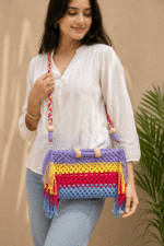 Rainbow Fringe Macrame Sling Bag3