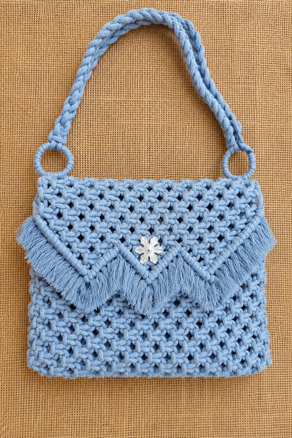 Scallop Fringe Flap Macrame Sling Scallop Fringe Flap Macrame Sling