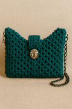 Teal Luxe Chain Macrame Crossbody