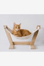 Macrame Cat Hammock with Wooden Stand