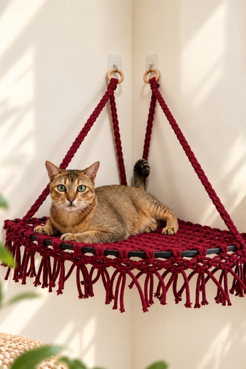Corner Macrame Cat Perch
